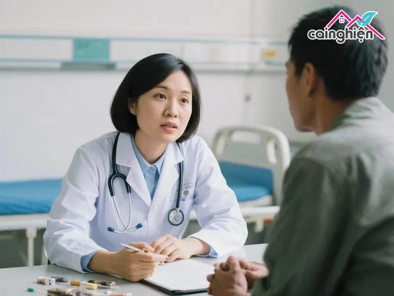 Bác sĩ tư vấn bệnh nhân cai nghiện ma túy tại tổ chức cai nghiện ma túy chuyên nghiệp